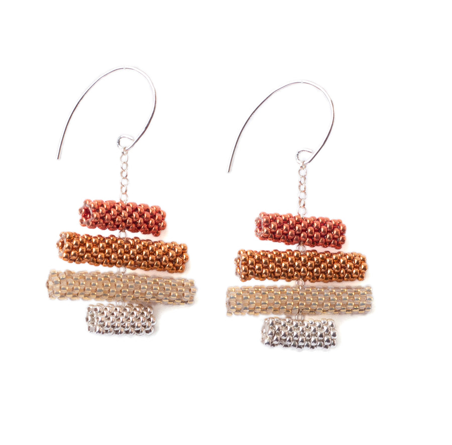 Iona Earrings in Red Gold and Silver