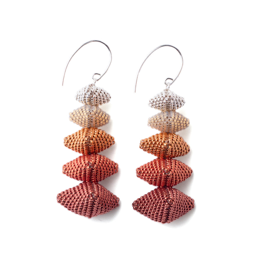 Twelve Apostles Earrings in Red Gold and Silver